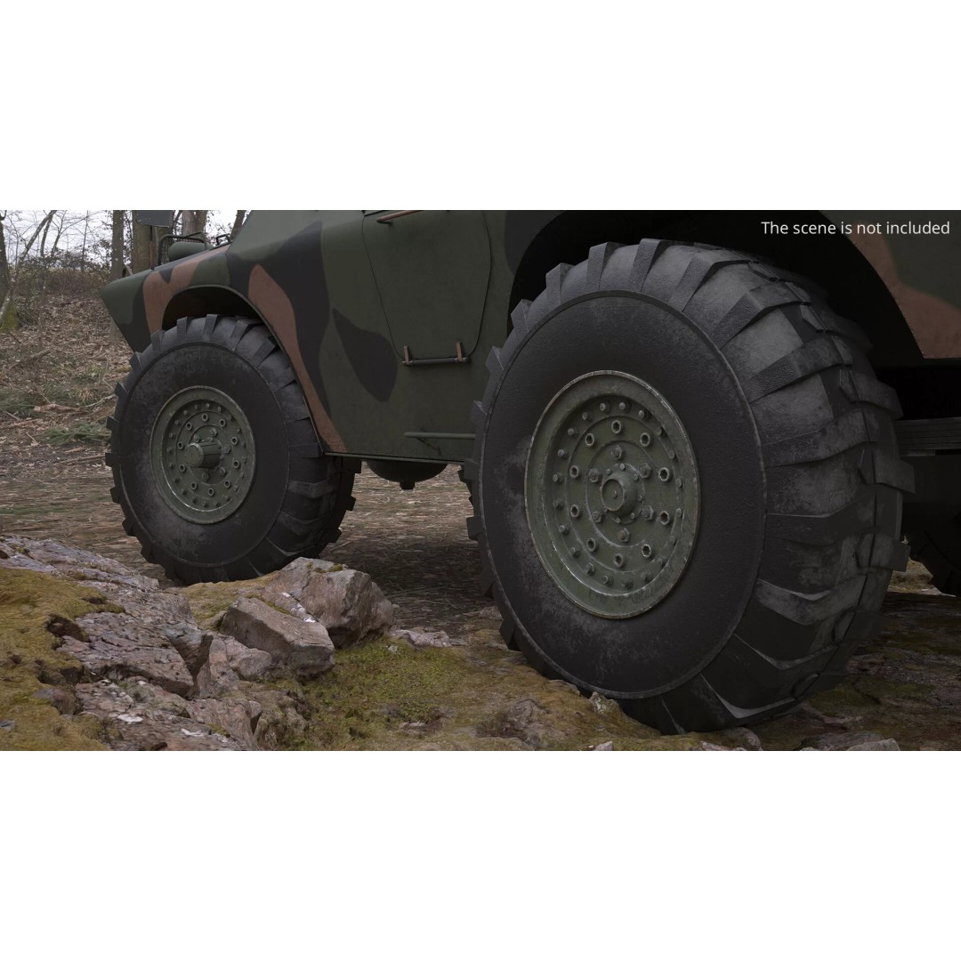Heavy Armored Vehicle Wheel 3D Model – Rugged Design, PBR Textures, FBX - View 3
