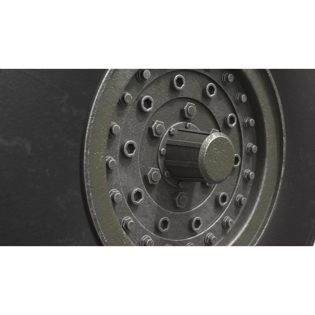 Heavy Armored Vehicle Wheel 3D Model – Rugged Design, PBR Textures, FBX - View 5