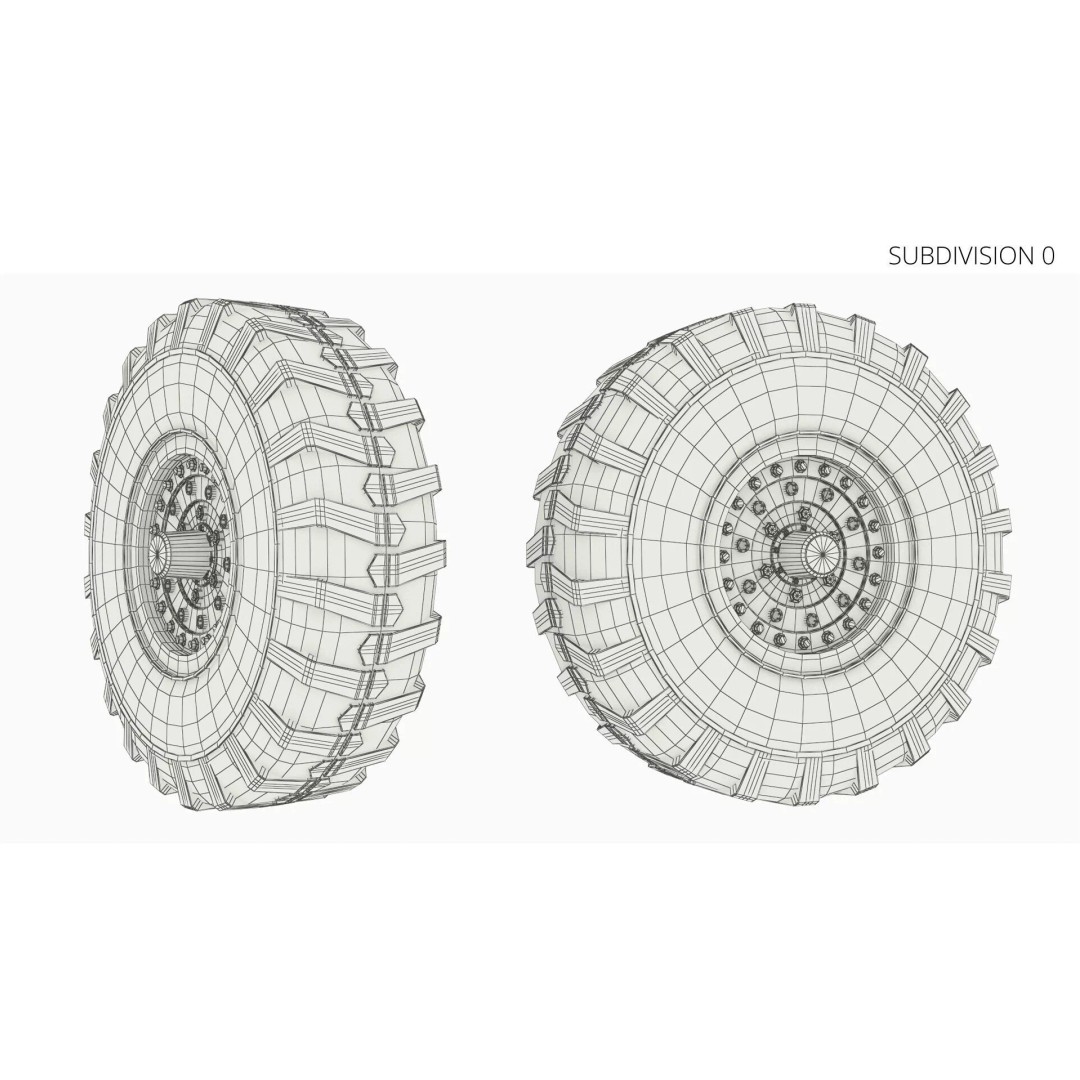 Heavy Armored Vehicle Wheel 3D Model – Rugged Design, PBR Textures, FBX - View 7