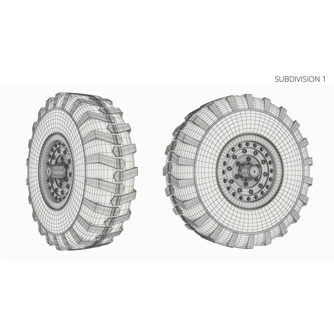 Heavy Armored Vehicle Wheel 3D Model – Rugged Design, PBR Textures, FBX - View 8