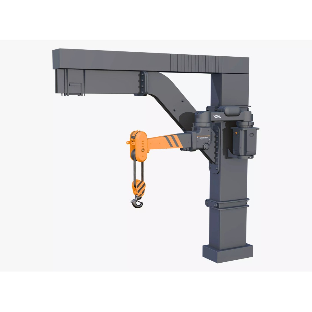 Industrial Robotic Jib Crane M1 3D Model – Slewing Crane with Electric Hoist, PBR - View 2