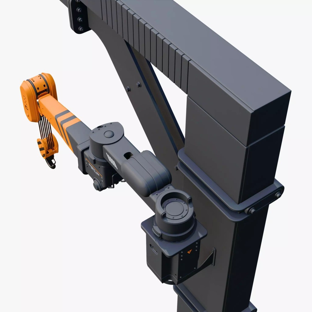 Industrial Robotic Jib Crane M1 3D Model – Slewing Crane with Electric Hoist, PBR - View 5