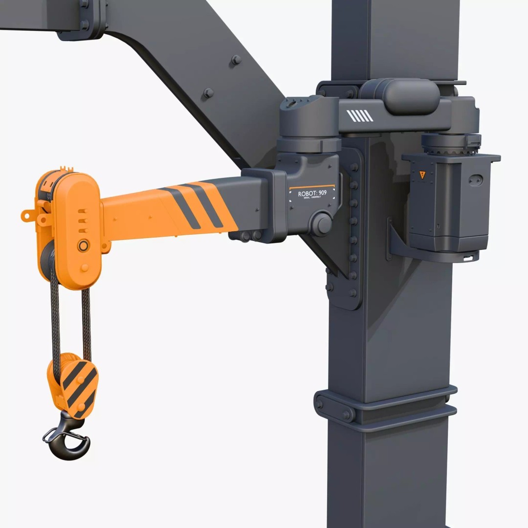 Industrial Robotic Jib Crane M1 3D Model – Slewing Crane with Electric Hoist, PBR - View 7