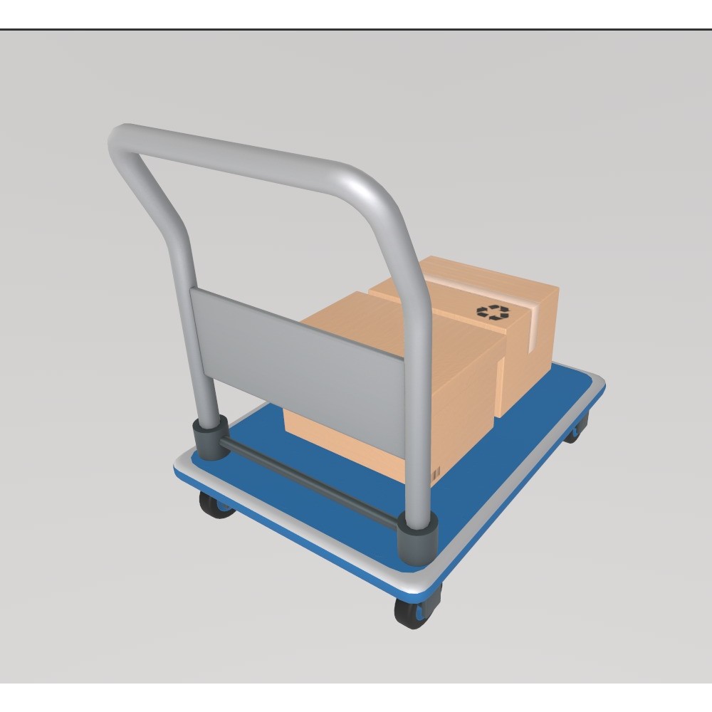 Stylized Hand Truck 3D Model – Low Poly Delivery Asset, FBX - View 10