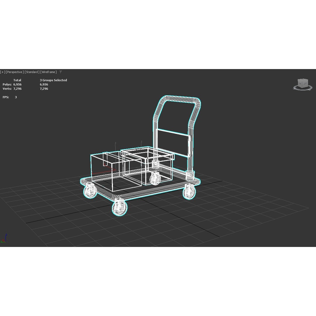 Stylized Hand Truck 3D Model – Low Poly Delivery Asset, FBX - View 12