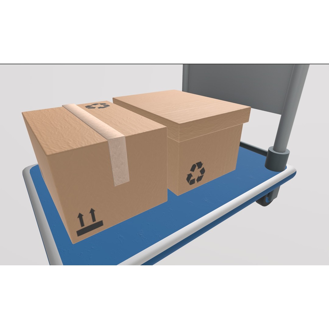 Stylized Hand Truck 3D Model – Low Poly Delivery Asset, FBX - View 4