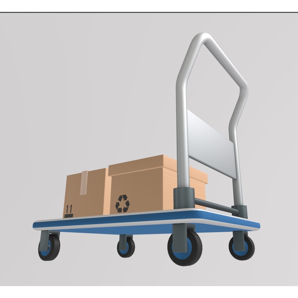 Stylized Hand Truck 3D Model – Low Poly Delivery Asset, FBX - View 5