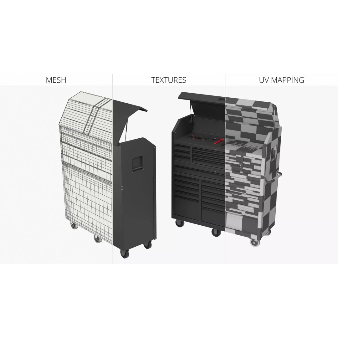 Metal Utility Chest 3D Model – Industrial Tool Storage with 23 Drawers - View 10