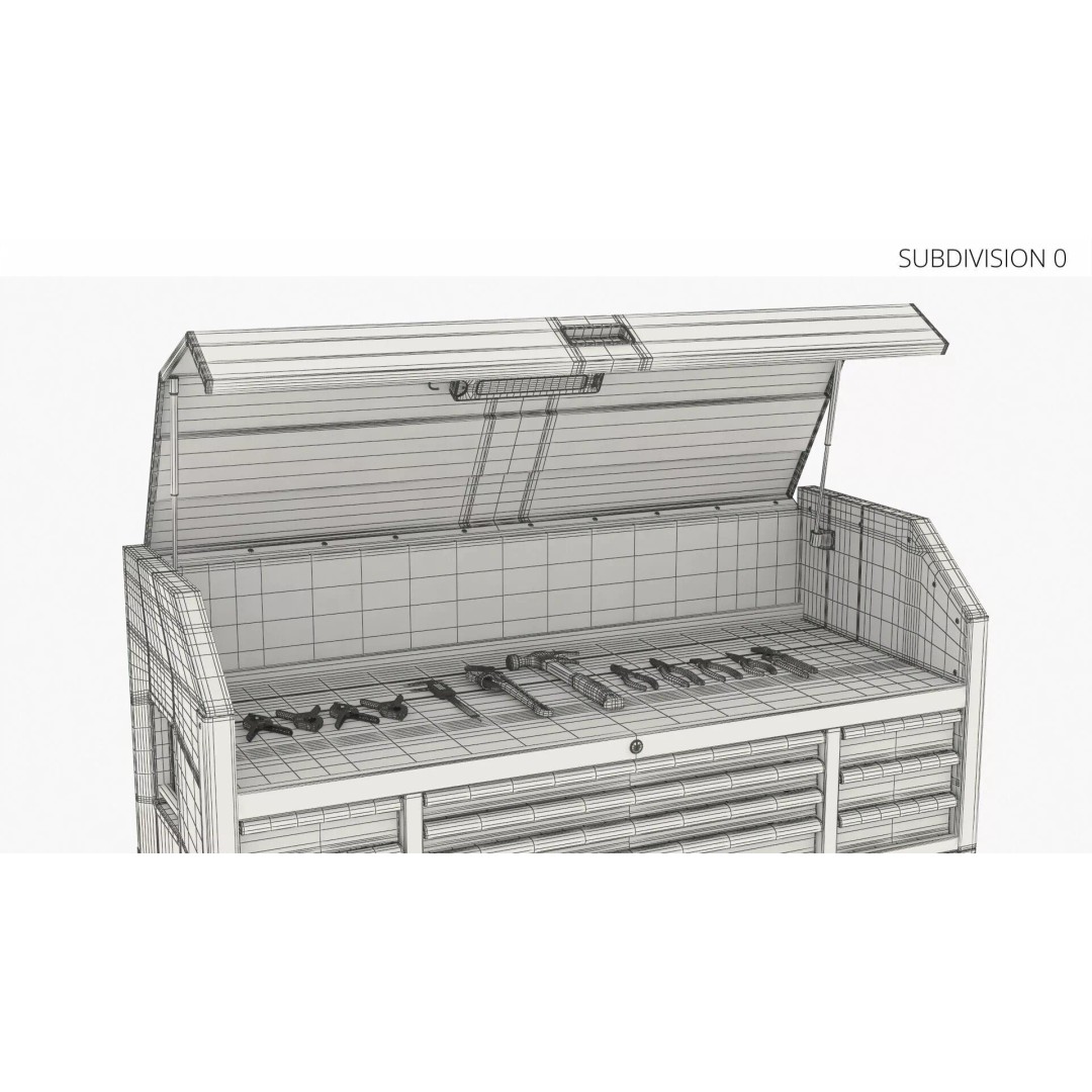 Metal Utility Chest 3D Model – Industrial Tool Storage with 23 Drawers - View 11