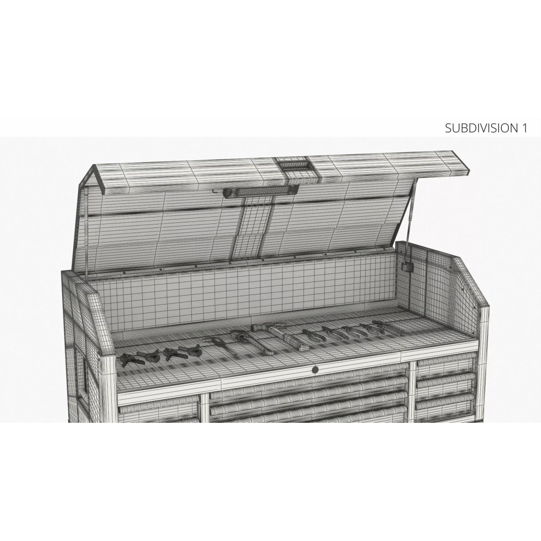 Metal Utility Chest 3D Model – Industrial Tool Storage with 23 Drawers - View 12