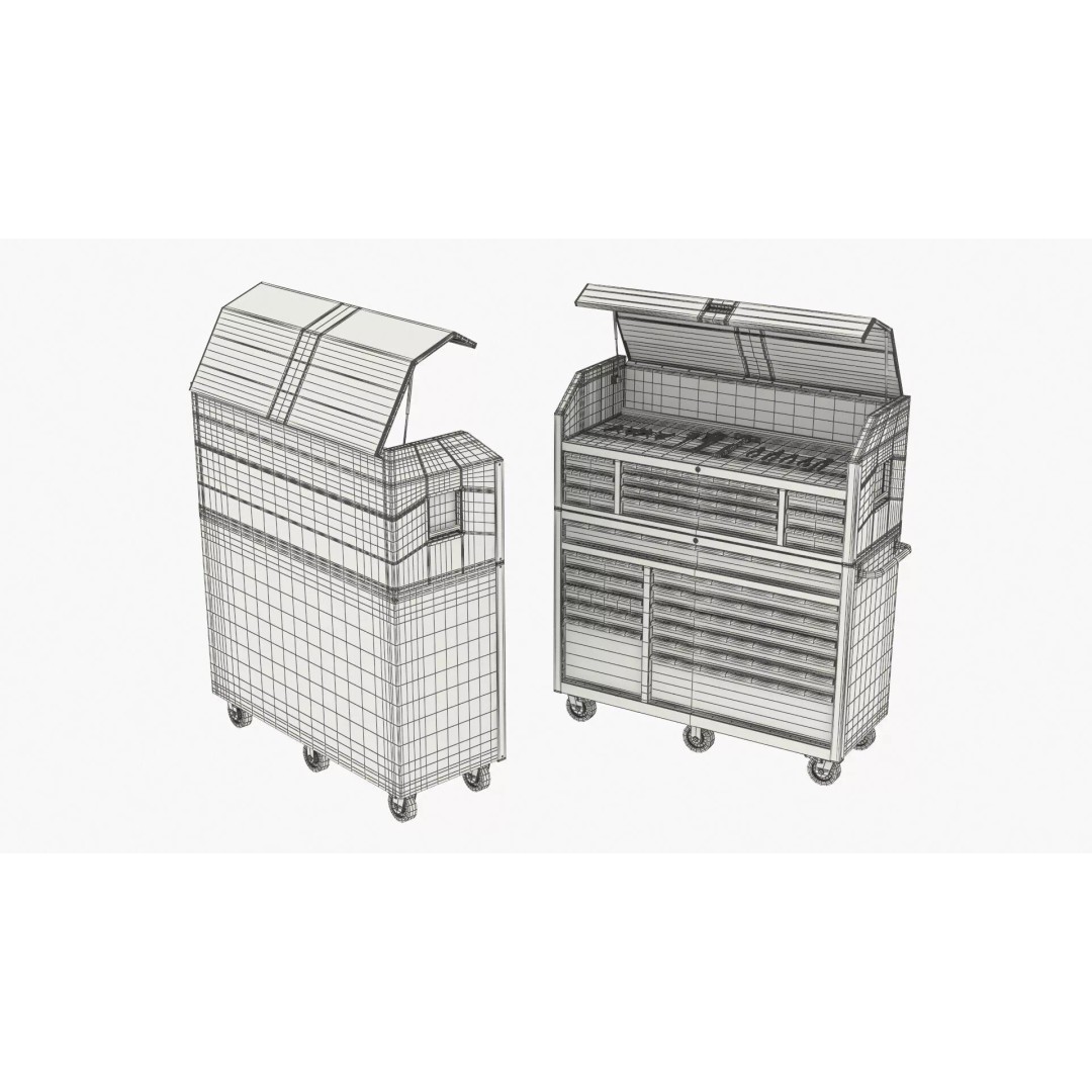 Metal Utility Chest 3D Model – Industrial Tool Storage with 23 Drawers - View 13