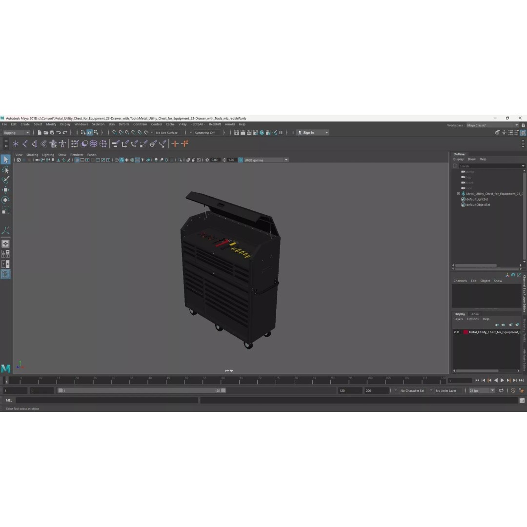 Metal Utility Chest 3D Model – Industrial Tool Storage with 23 Drawers - View 18
