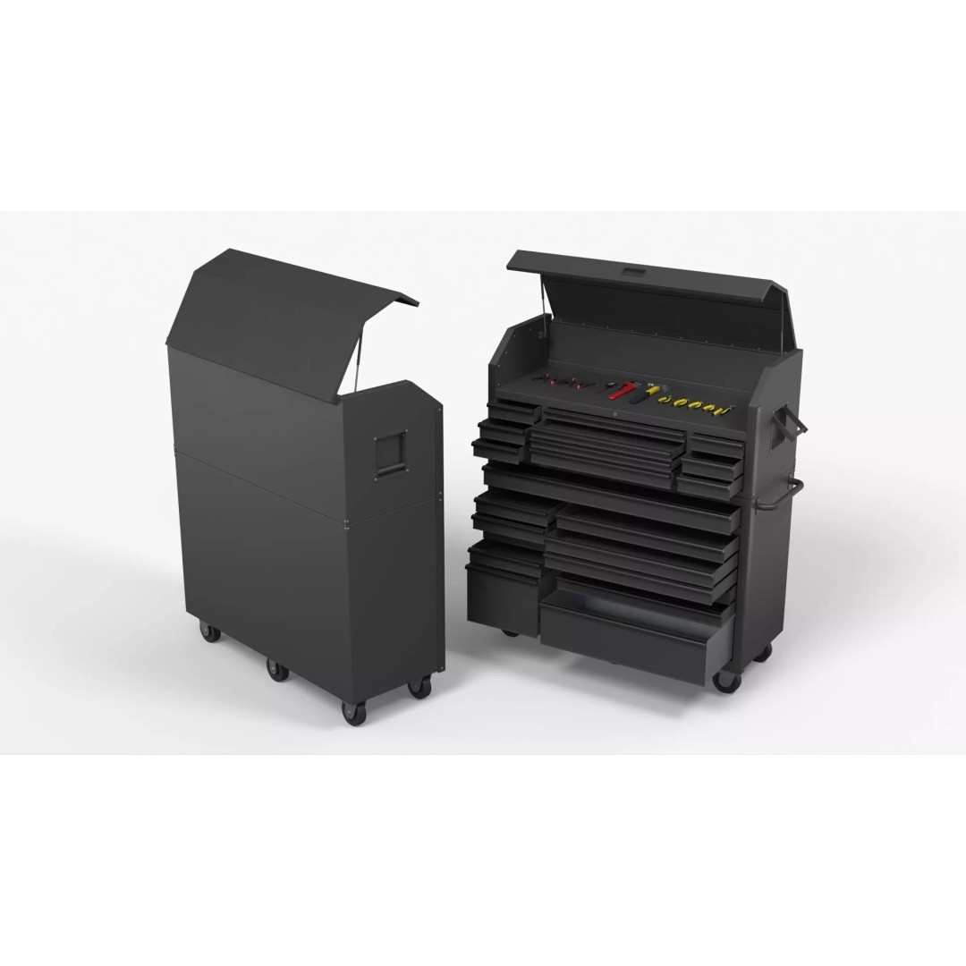 Metal Utility Chest 3D Model – Industrial Tool Storage with 23 Drawers - View 5