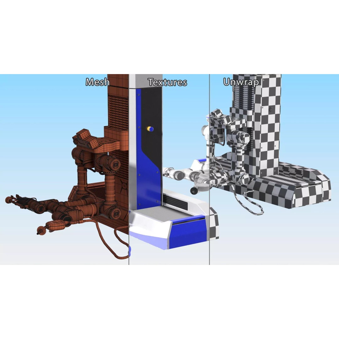 Robotic Fueling Arm Station 3D Model – Industrial Automated Fuel Dispenser - View 12