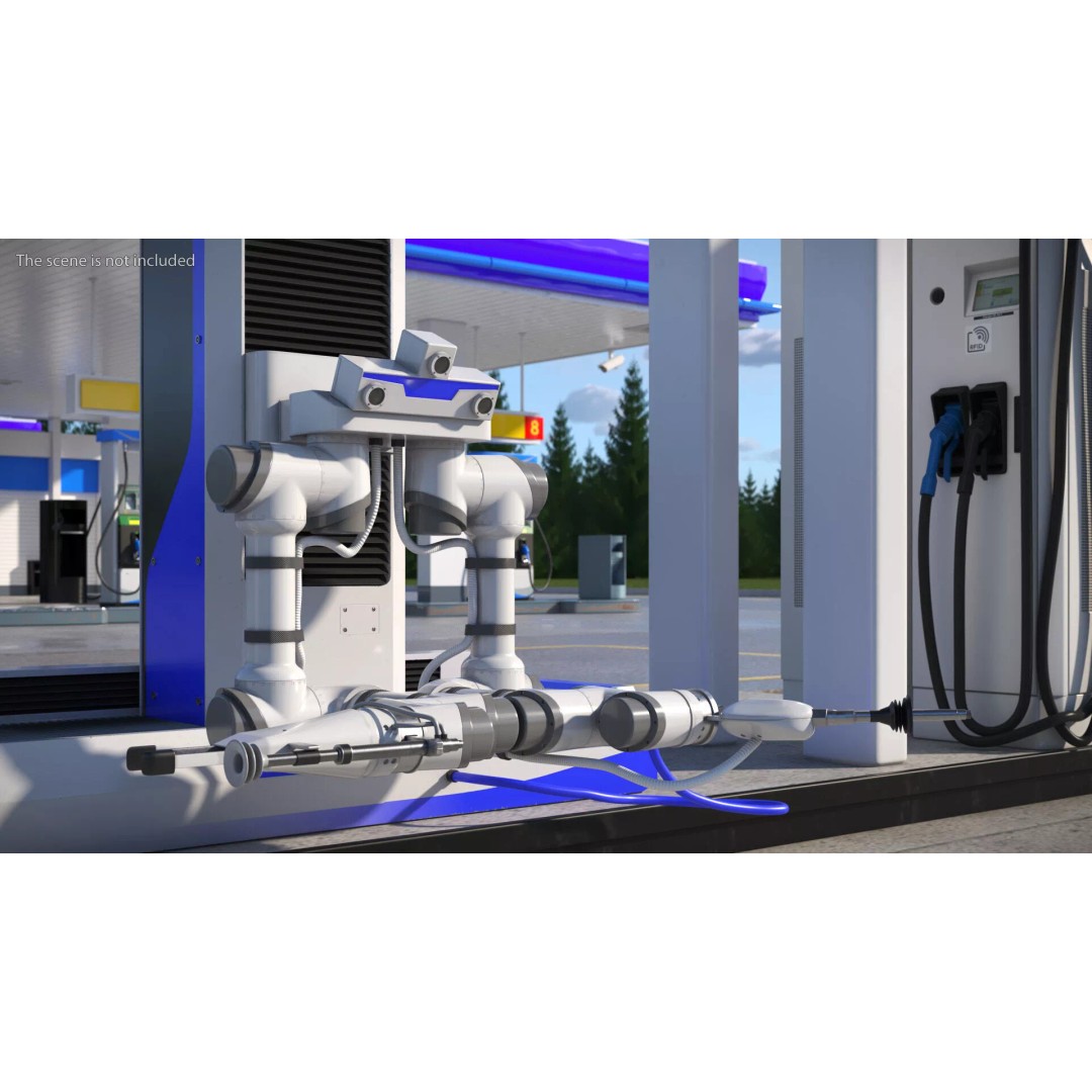 Robotic Fueling Arm Station 3D Model – Industrial Automated Fuel Dispenser - View 4