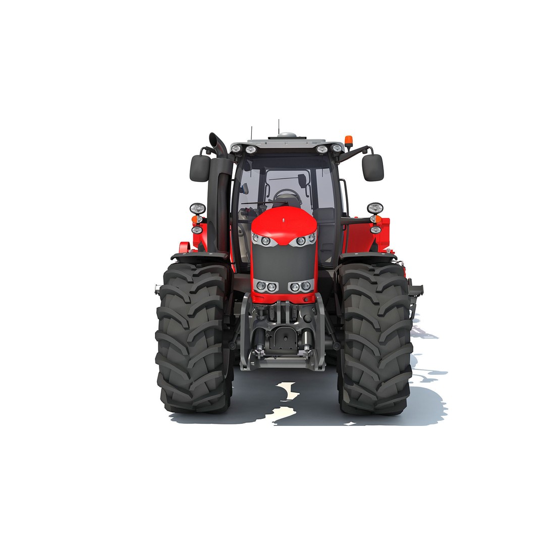 Tractor 3D Model – High Poly Industrial Vehicle with Seed Drill - View 10