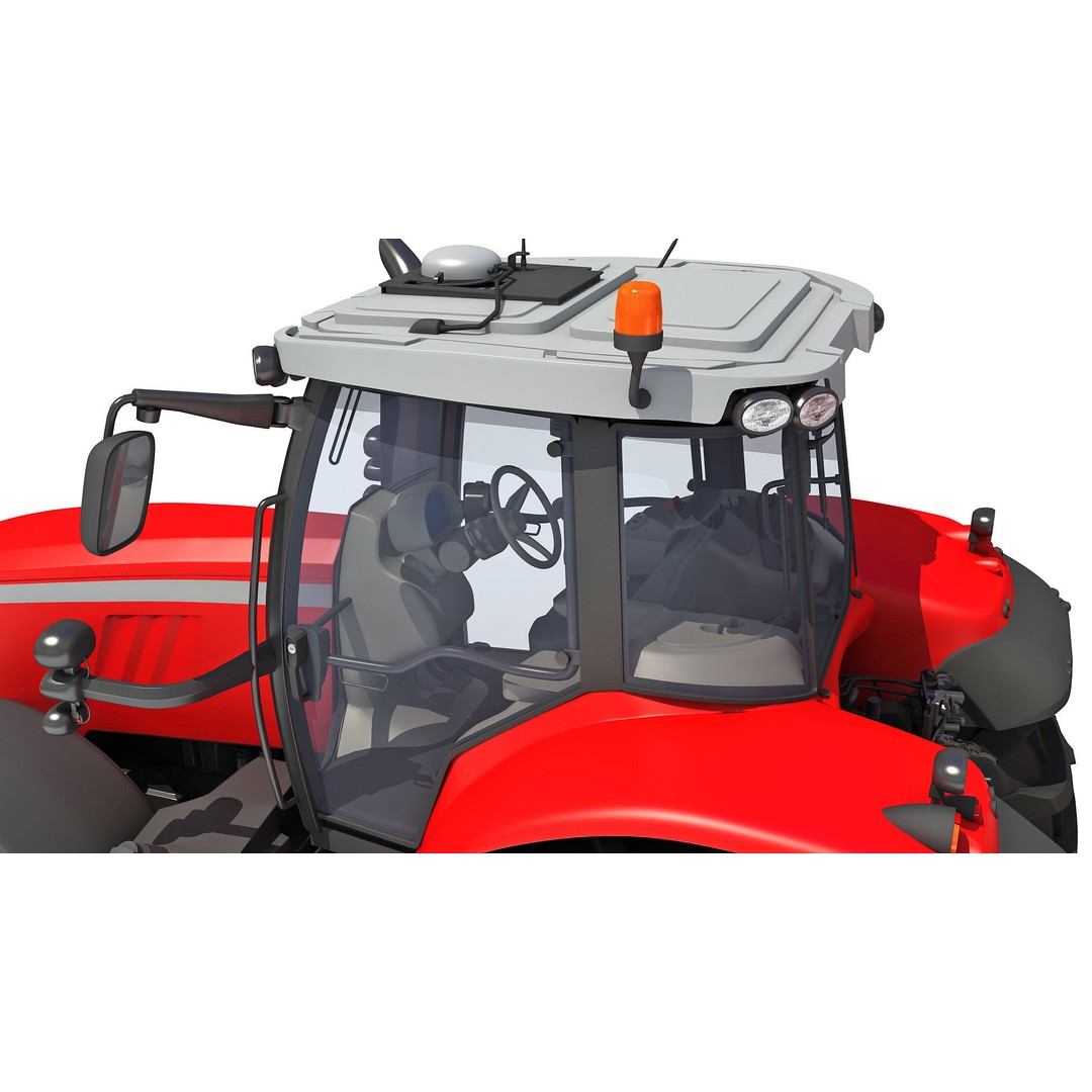 Tractor 3D Model – High Poly Industrial Vehicle with Seed Drill - View 13