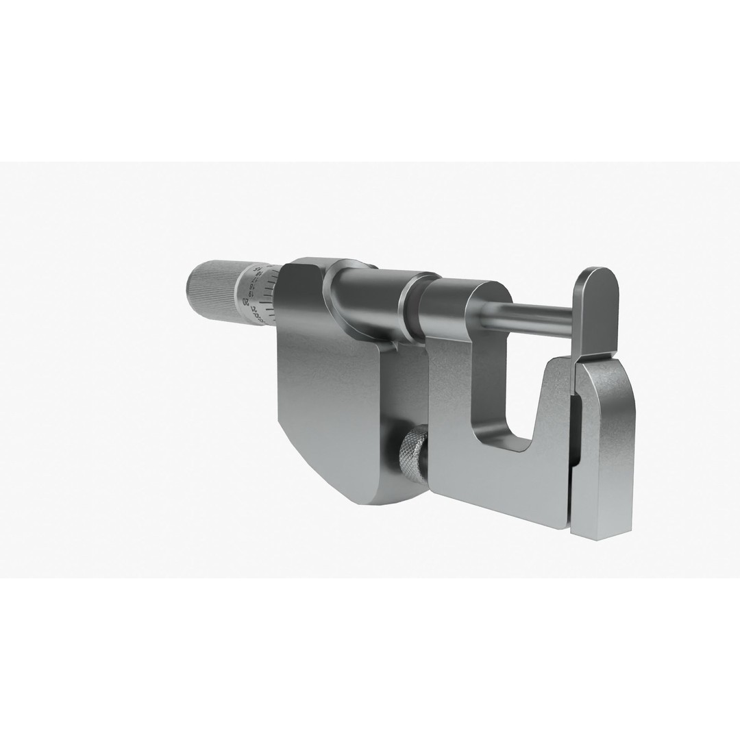 Micrometer 3D Model – Low Poly Industrial Tool, FBX, OBJ, PBR - View 10