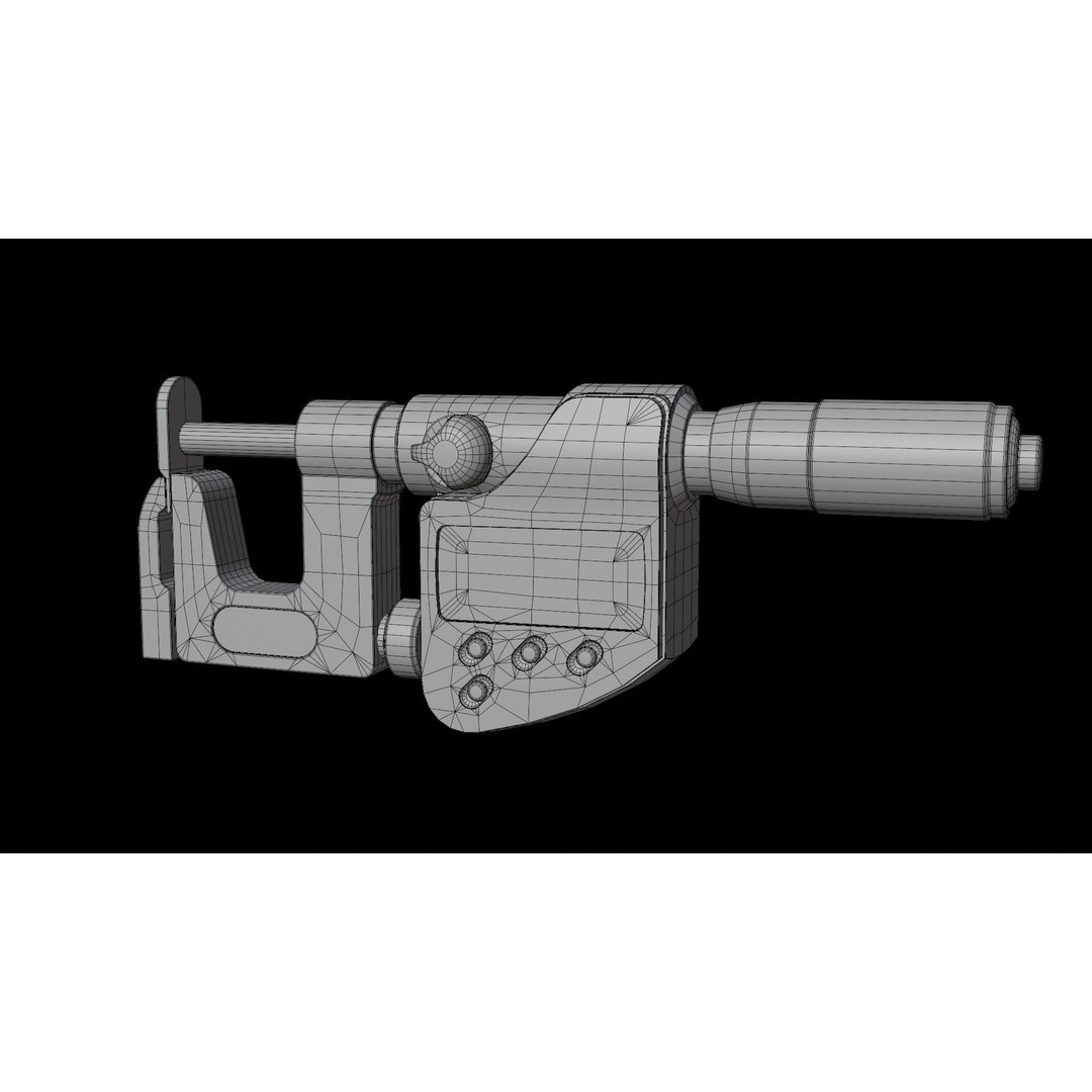 Micrometer 3D Model – Low Poly Industrial Tool, FBX, OBJ, PBR - View 16