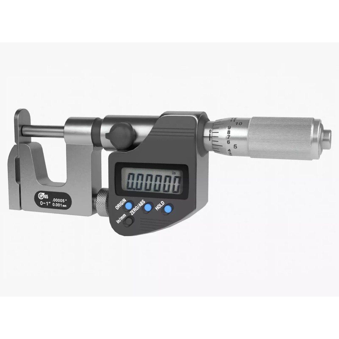 Micrometer 3D Model – Low Poly Industrial Tool, FBX, OBJ, PBR - View 2
