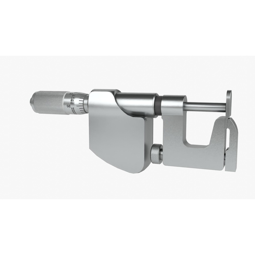 Micrometer 3D Model – Low Poly Industrial Tool, FBX, OBJ, PBR - View 9