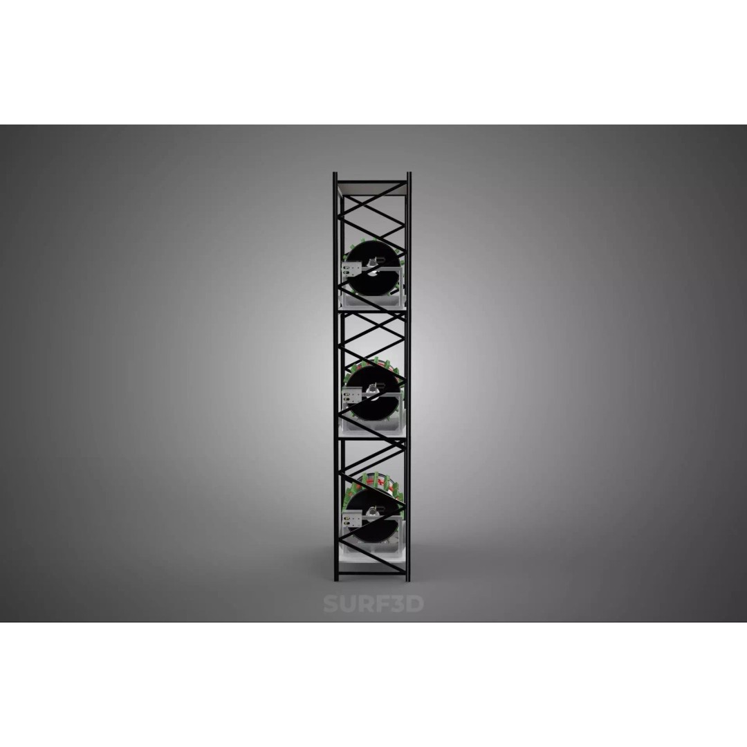 Stacked Vertical Garden Tower Frame 3D Model – Rotary Hydroponic System, FBX - View 13