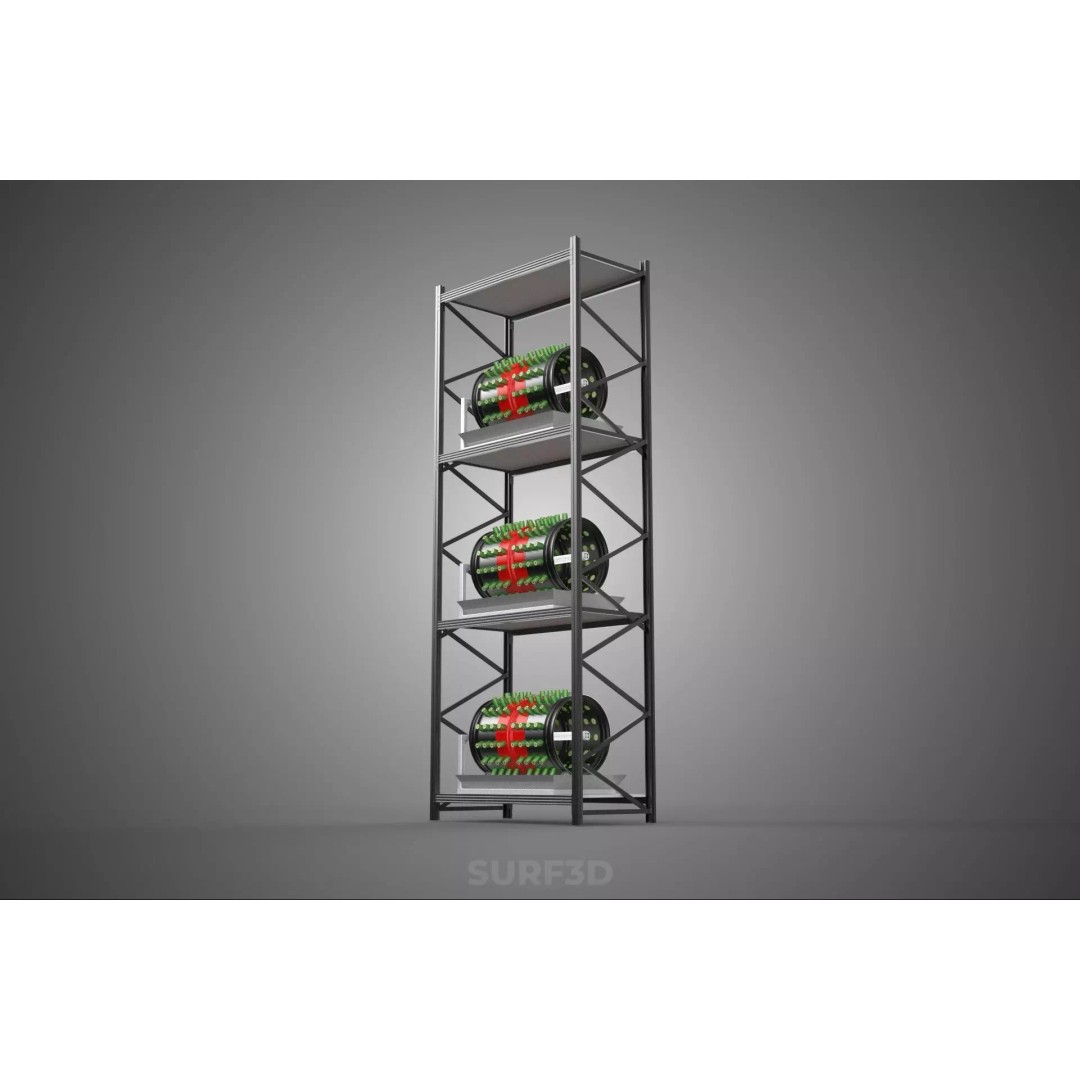 Stacked Vertical Garden Tower Frame 3D Model – Rotary Hydroponic System, FBX - View 24