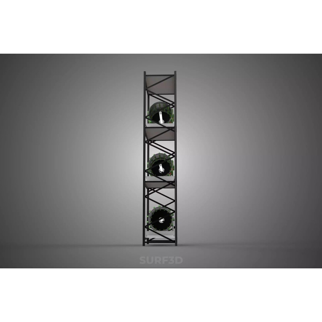 Stacked Vertical Garden Tower Frame 3D Model – Rotary Hydroponic System, FBX - View 25