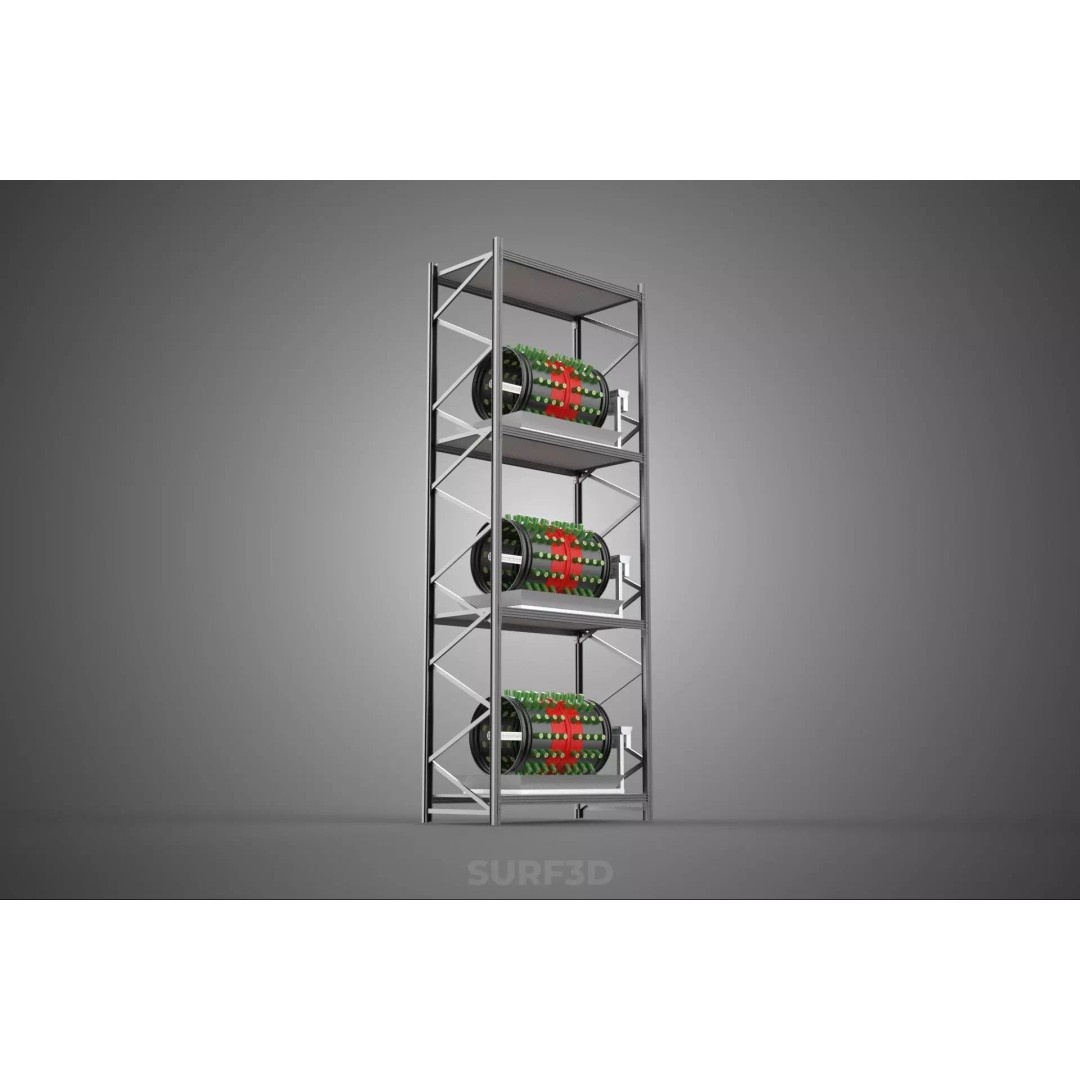 Stacked Vertical Garden Tower Frame 3D Model – Rotary Hydroponic System, FBX - View 26