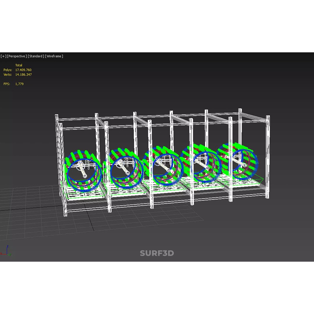 Stacked Vertical Garden Tower Frame 3D Model – Rotary Hydroponic System, FBX - View 33