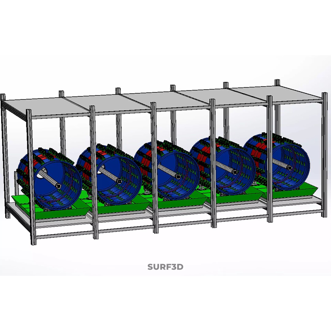Stacked Vertical Garden Tower Frame 3D Model – Rotary Hydroponic System, FBX - View 37