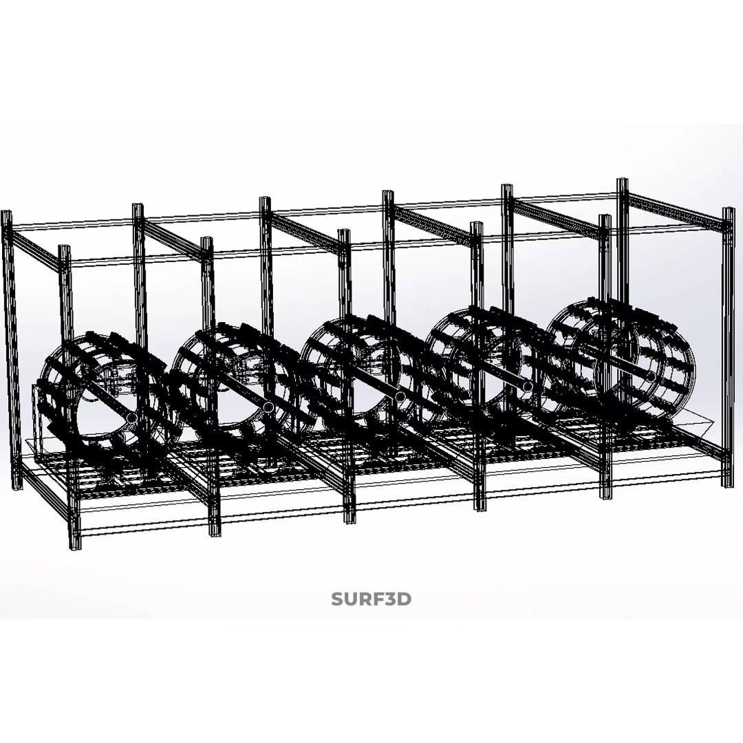 Stacked Vertical Garden Tower Frame 3D Model – Rotary Hydroponic System, FBX - View 39