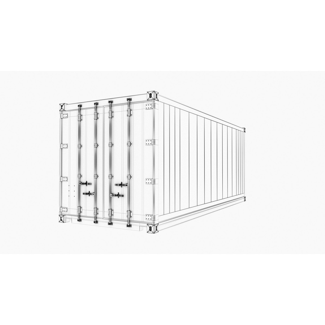 20ft K-LINE Reefer Shipping Container 3D Model – PBR Game Asset, FBX - View 13