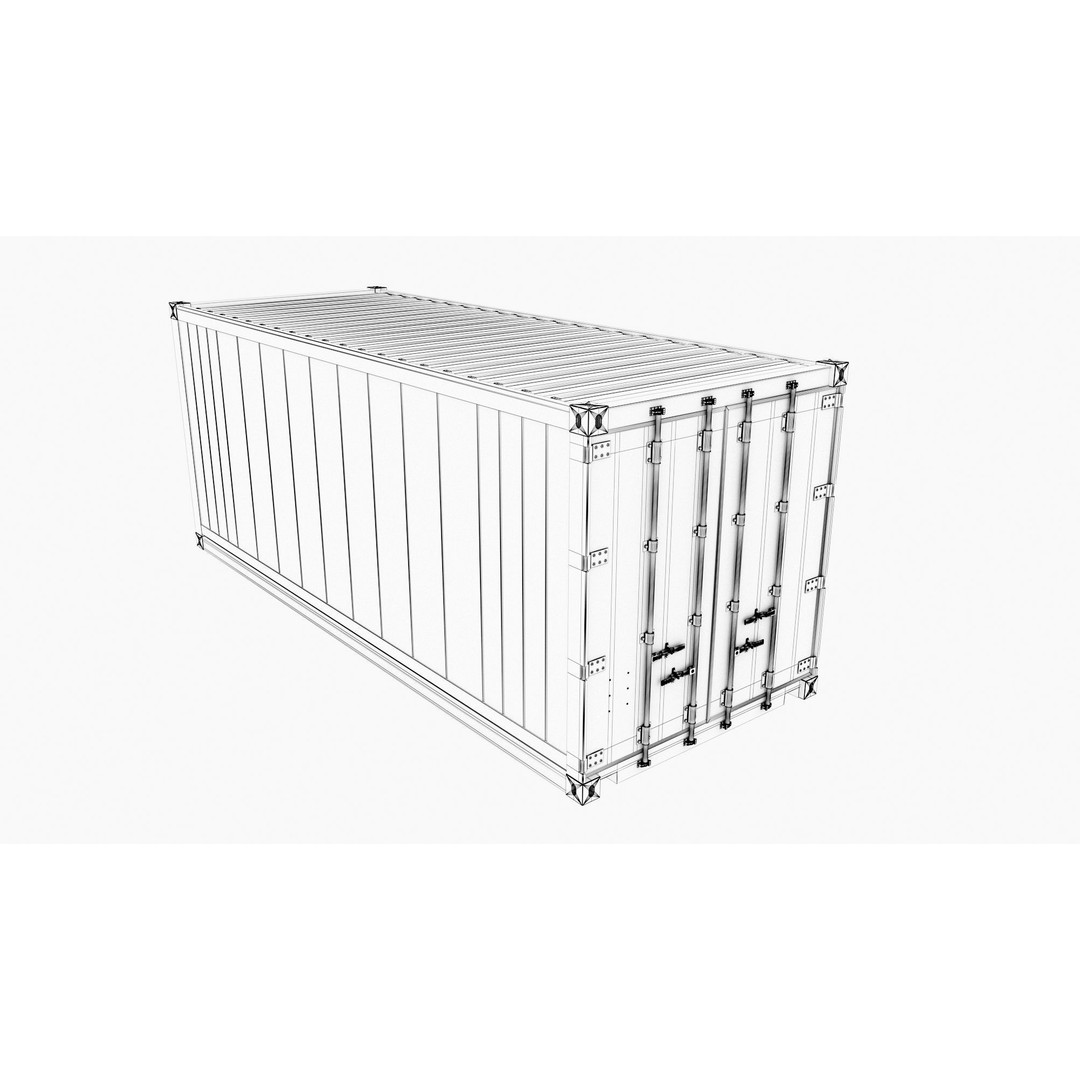 20ft K-LINE Reefer Shipping Container 3D Model – PBR Game Asset, FBX - View 14