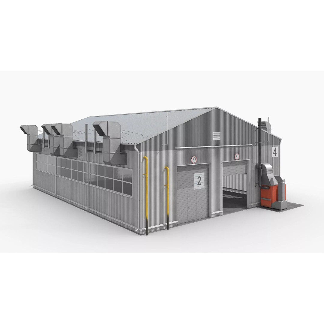 Industrial Workshop Building 3D Model – High Quality PBR Asset, FBX - View 2