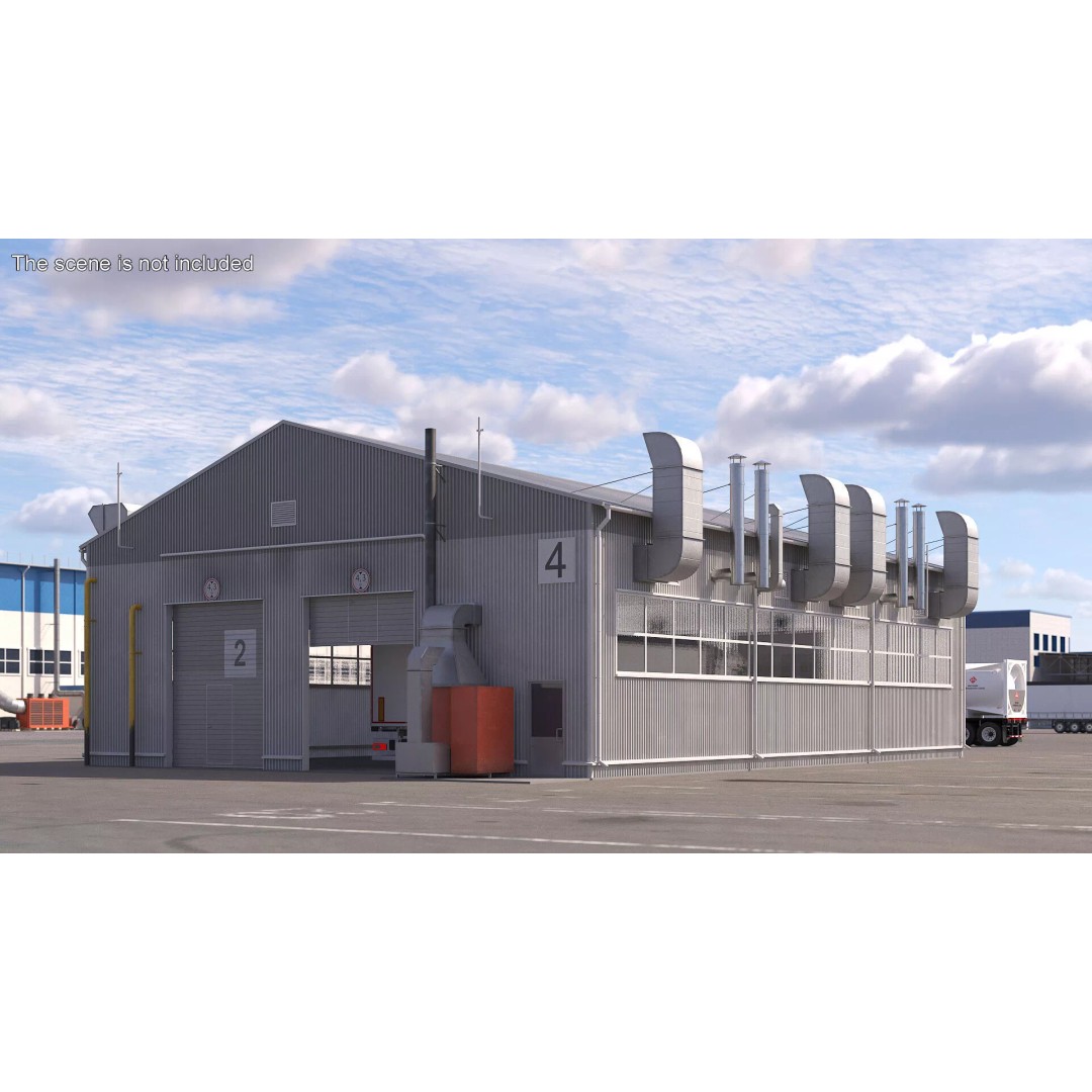 Industrial Workshop Building 3D Model – High Quality PBR Asset, FBX - View 3