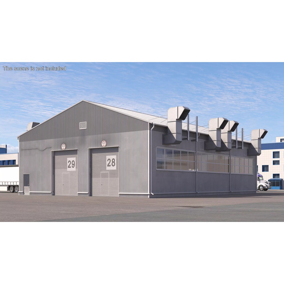 Industrial Workshop Building 3D Model – High Quality PBR Asset, FBX - View 4