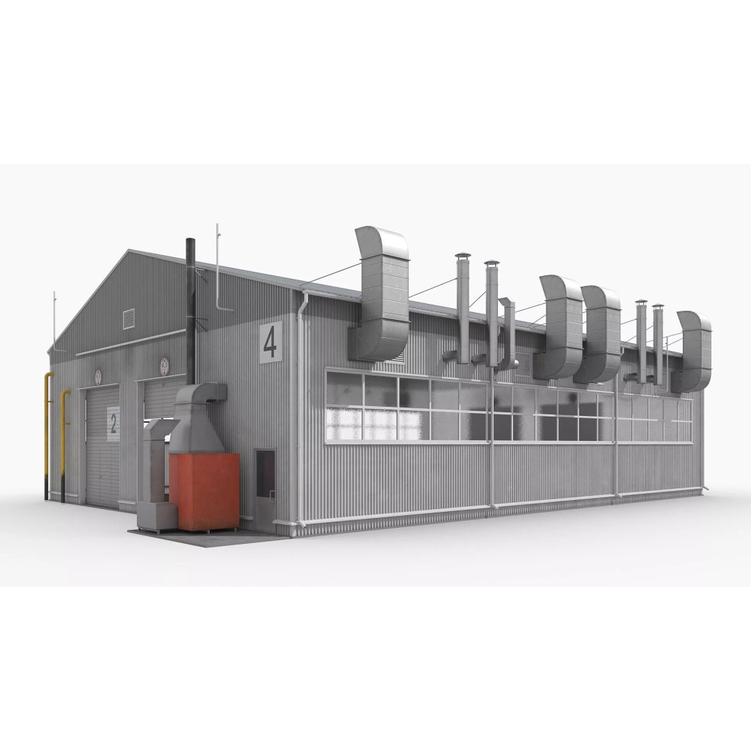 Industrial Workshop Building 3D Model – High Quality PBR Asset, FBX - View 6