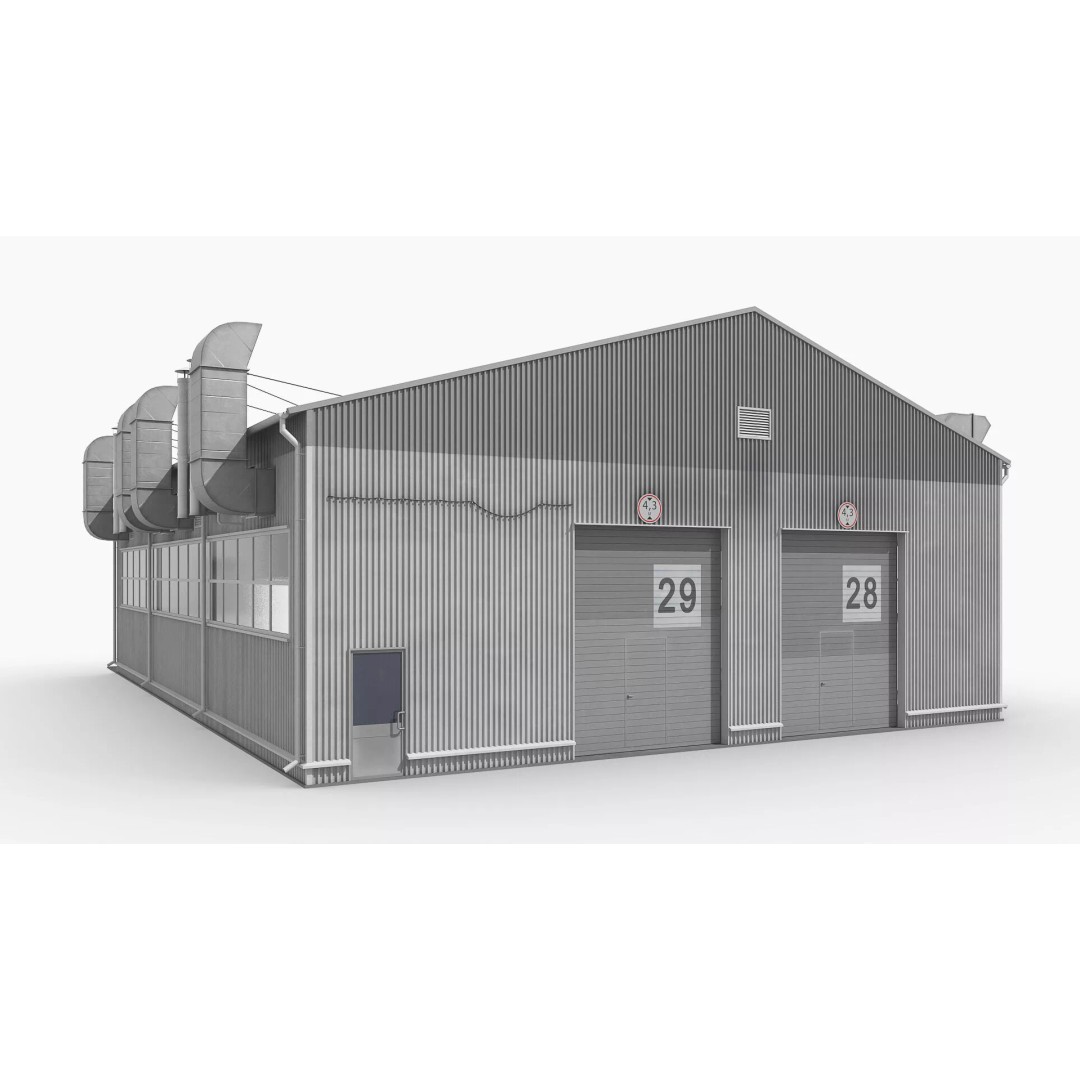 Industrial Workshop Building 3D Model – High Quality PBR Asset, FBX - View 8