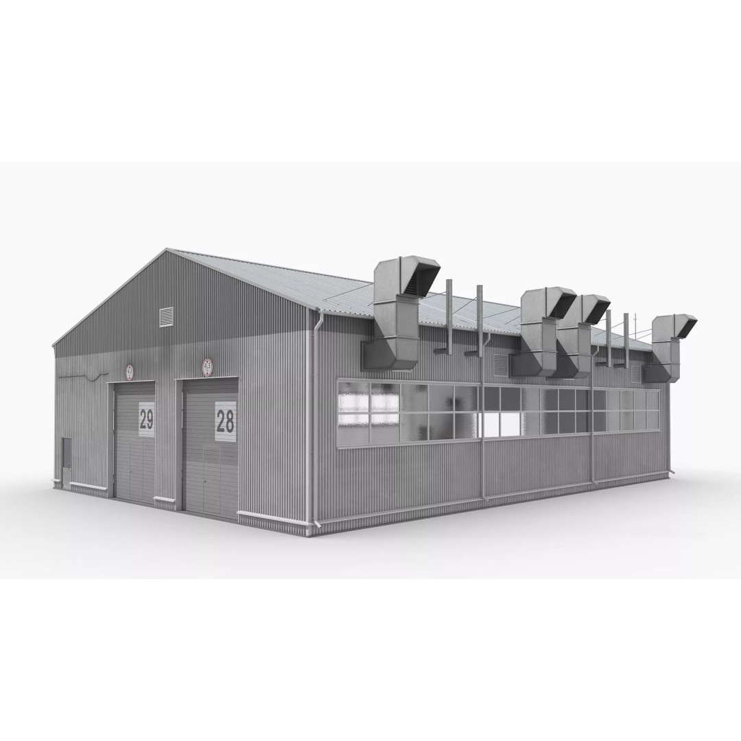 Industrial Workshop Building 3D Model – High Quality PBR Asset, FBX - View 9