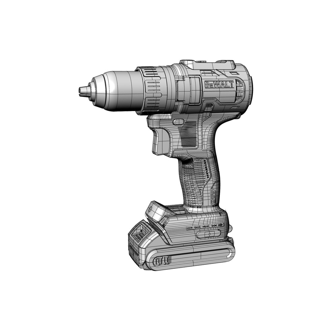 Hand Drill 3D Model – Industrial Tool, FBX, OBJ, Game-Ready