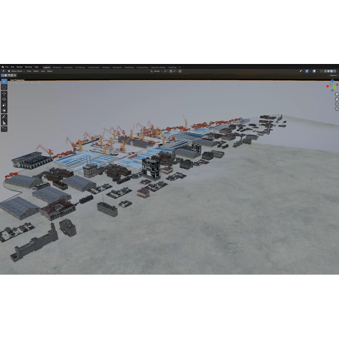 Industrial Container Port 3D Model – Detailed Maritime Environment, FBX, OBJ - View 14