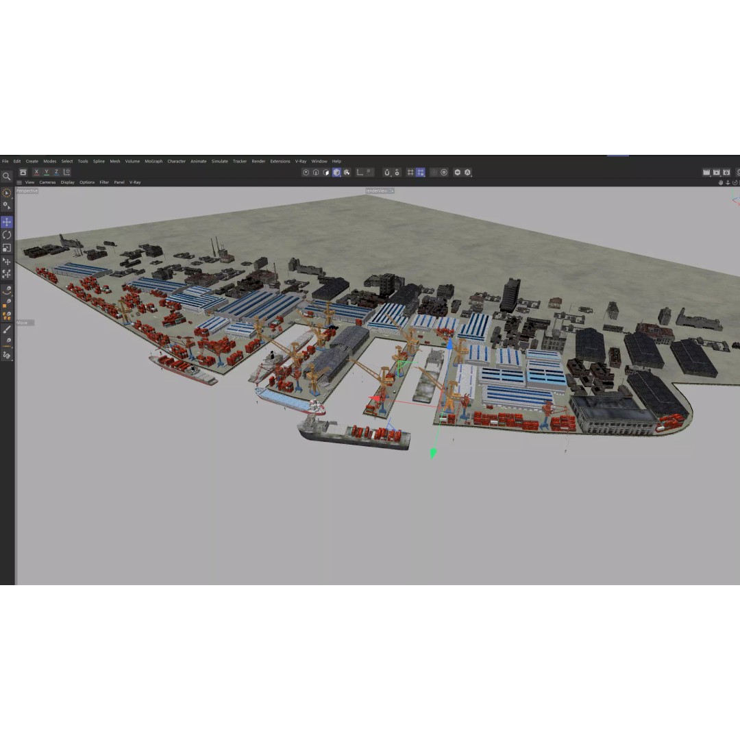 Industrial Container Port 3D Model – Detailed Maritime Environment, FBX, OBJ - View 17