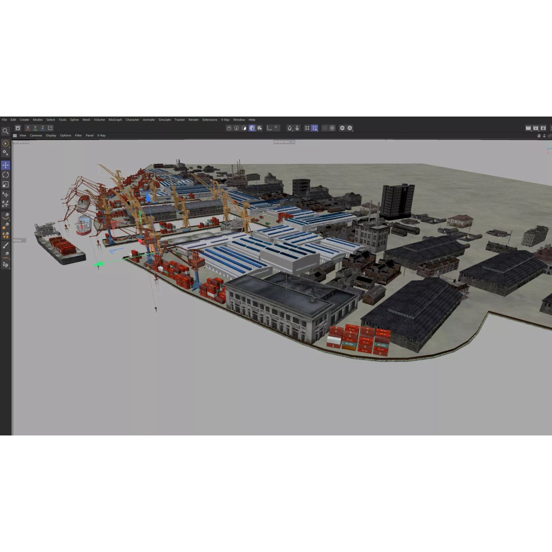 Industrial Container Port 3D Model – Detailed Maritime Environment, FBX, OBJ - View 18