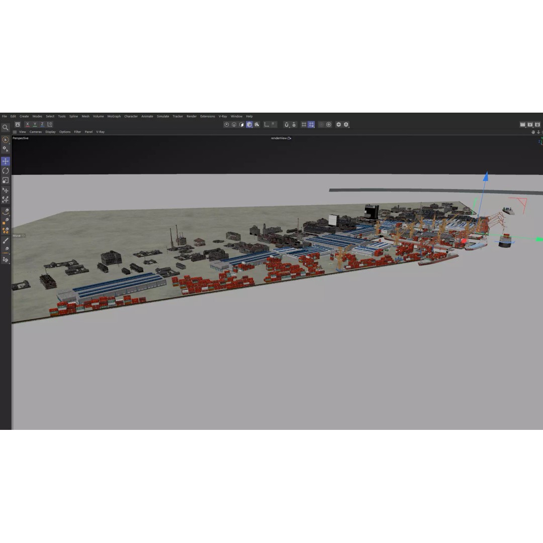 Industrial Container Port 3D Model – Detailed Maritime Environment, FBX, OBJ - View 20