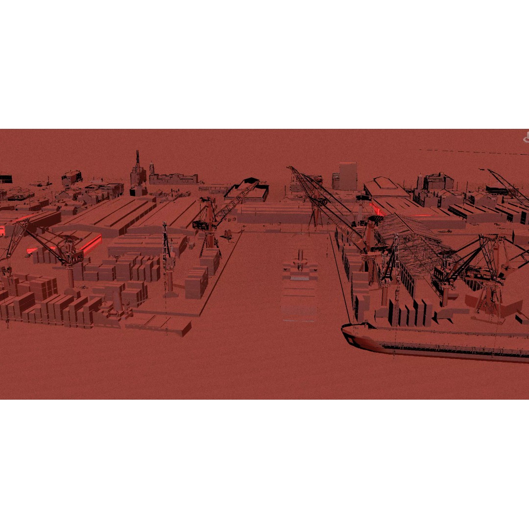 Industrial Container Port 3D Model – Detailed Maritime Environment, FBX, OBJ - View 21