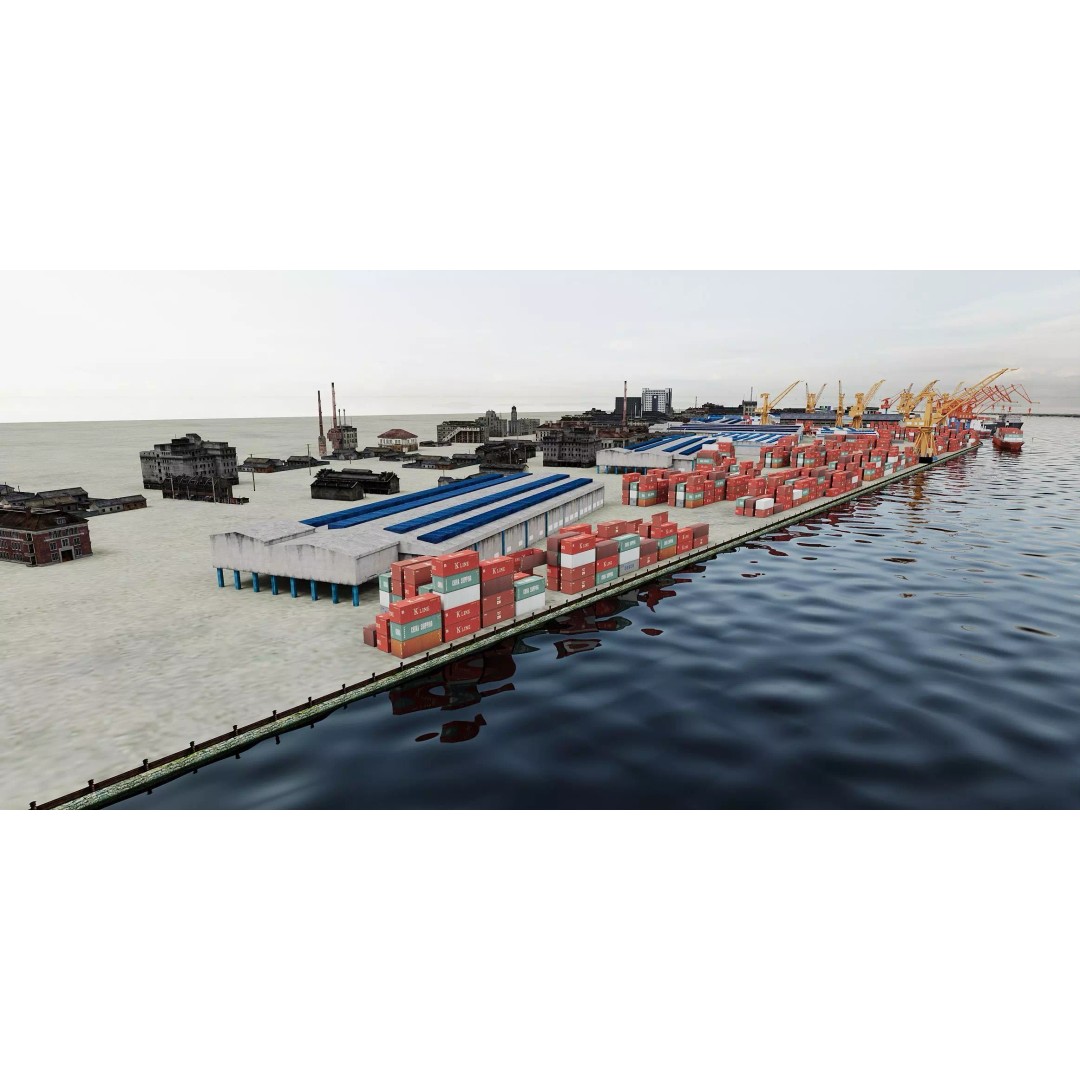 Industrial Container Port 3D Model – Detailed Maritime Environment, FBX, OBJ - View 3