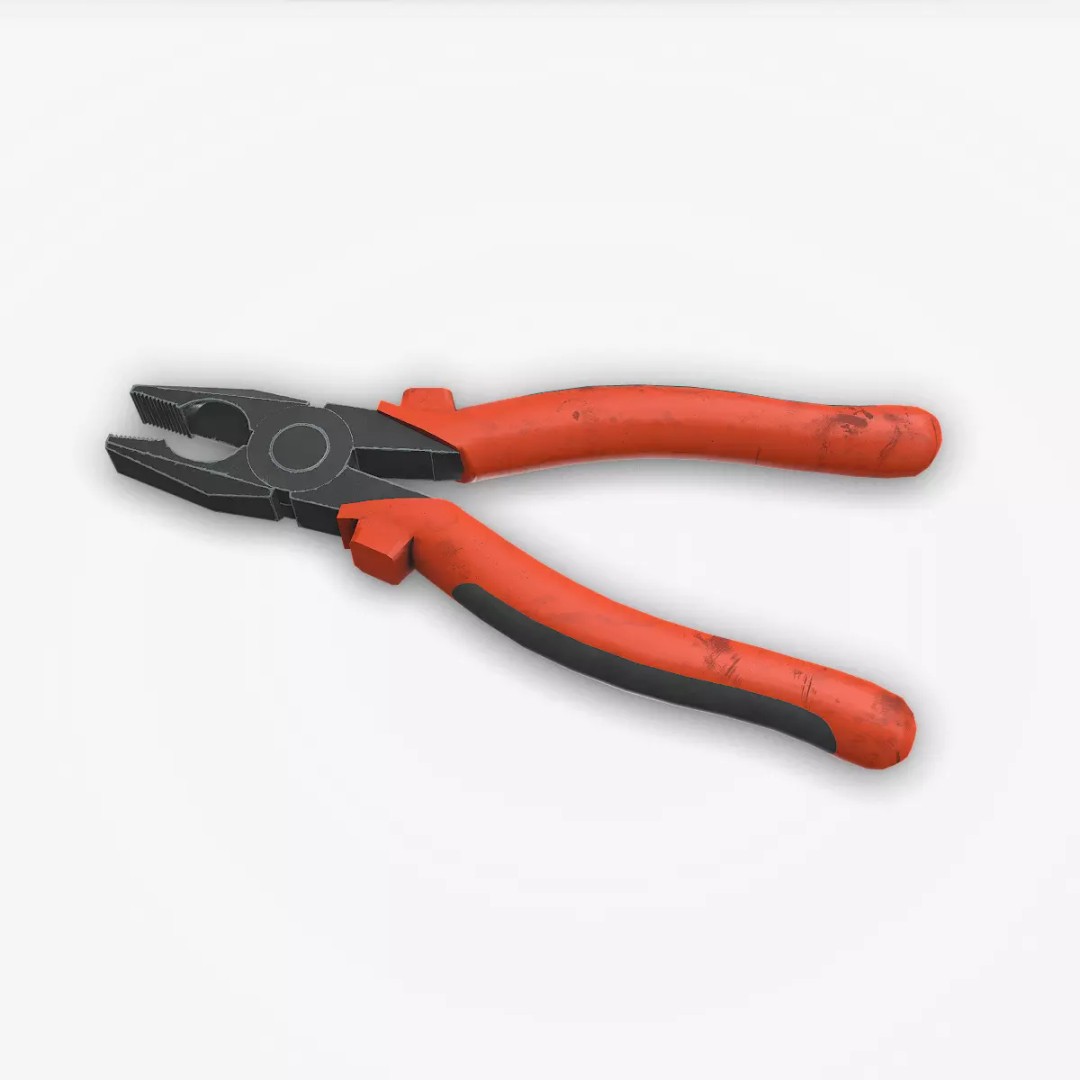 Old Lineman Pliers 3D Model – Low Poly PBR Game Asset, FBX, OBJ - View 2