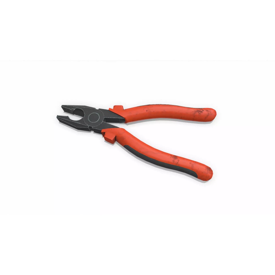 Old Lineman Pliers 3D Model – Low Poly PBR Game Asset, FBX, OBJ - View 3