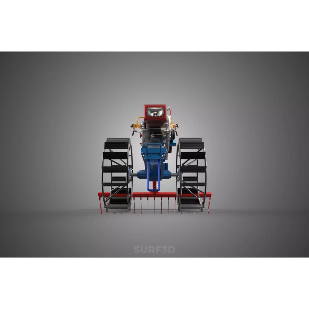 Hand Walking Tractor Leveling Tooth Harrow Rake 3D Model – PBR Formats for Agriculture - View 20